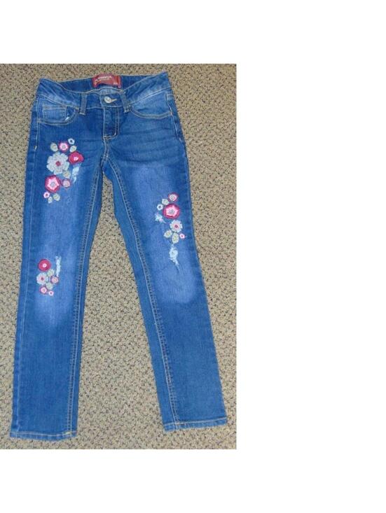 Arizona Jean Company Other - Arizona Jeans 7 Girls Blue Adjustable Waist Embroidered Skinny